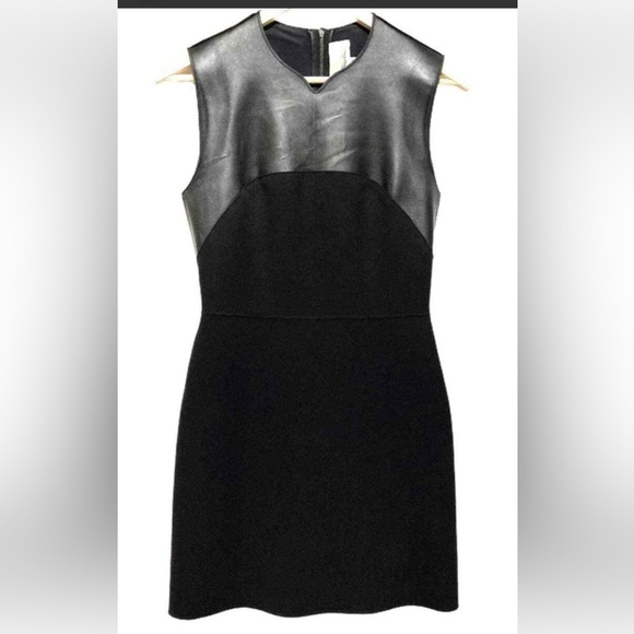 3.1 PHILLIP LIM LEATHER TRIM MINI DRESS - Picture 1 of 5